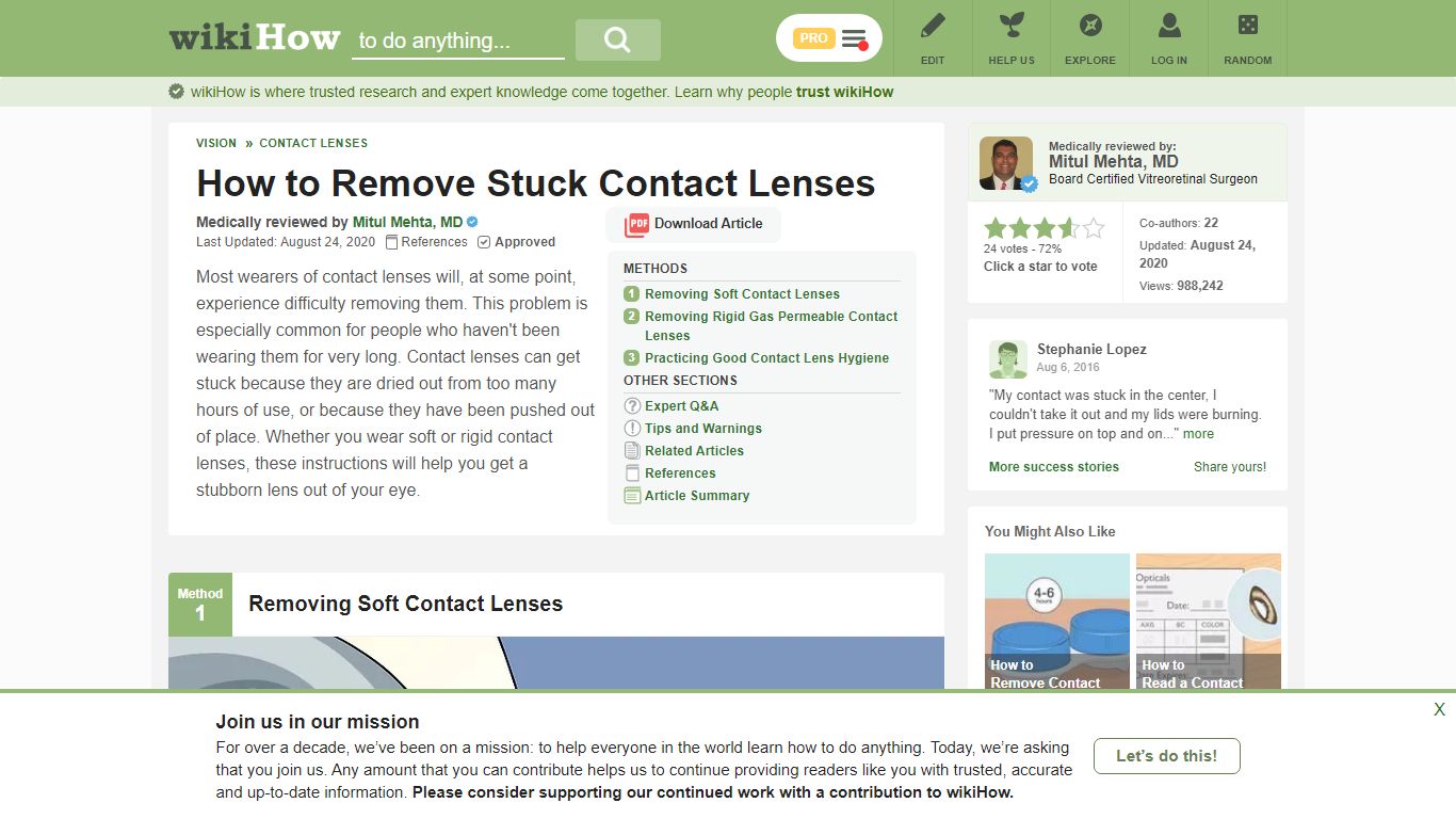 3 Ways to Remove Stuck Contact Lenses - wikiHow